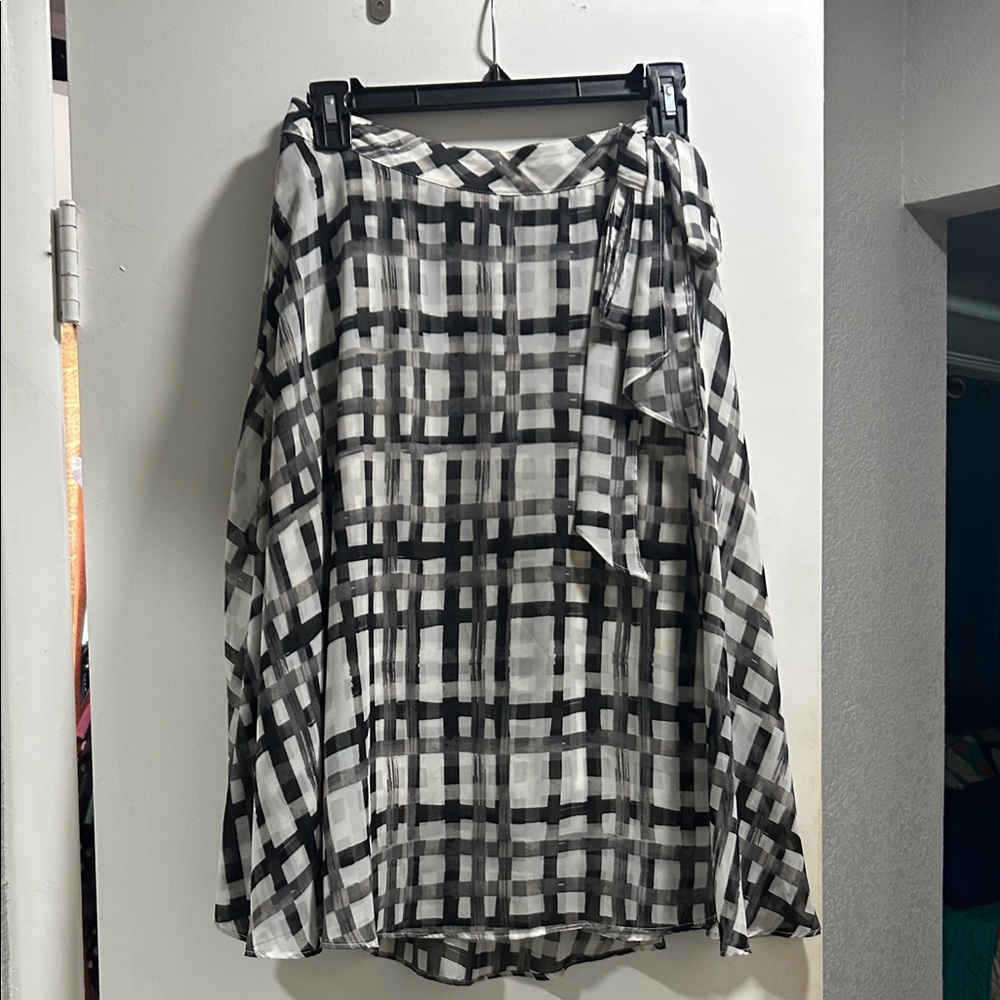 Elle Asymmetrical Black and White Checkered Skirt